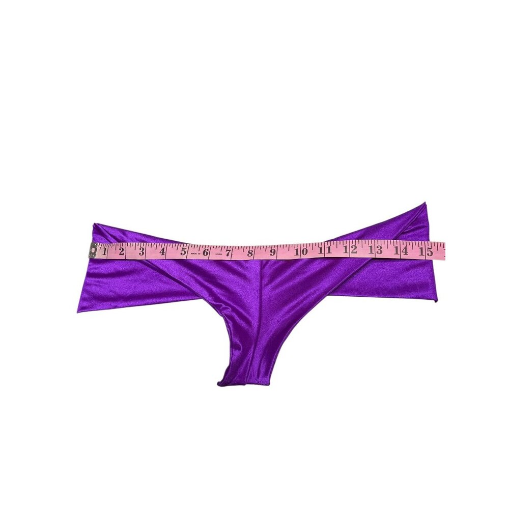 BodyZone Bundle Metallic Super Micro Shorts Shiny Spandex One Size Blue & Purple - Picture 4 of 15